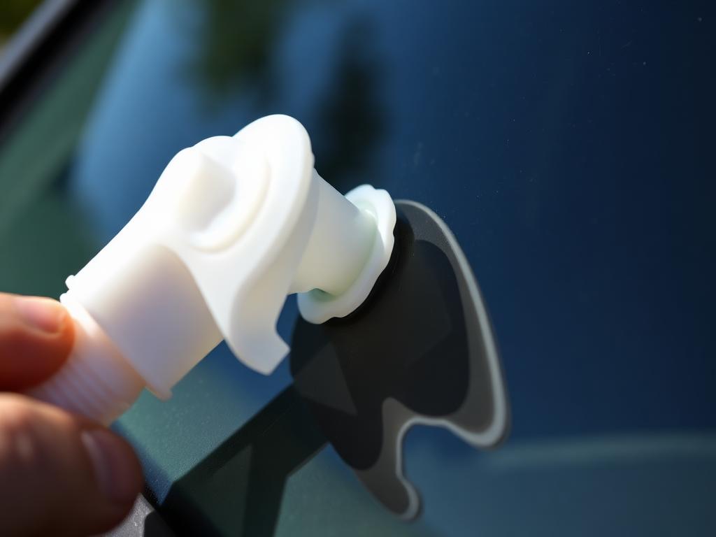 A cheap plastic windshield repair suction tool from an auto parts store
